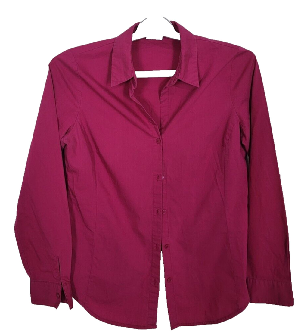 Worthington Stretch Pink Women's Buton Up Dress Blouse Shirt Size 6 100% Cotton